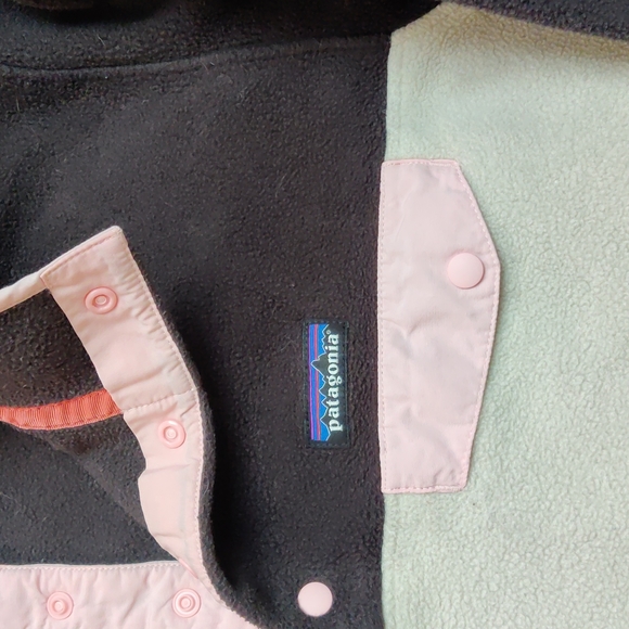 Patagonia Snap-T Synchilla fleece pullover sweater in dark brown and beige, L - Picture 4 of 8